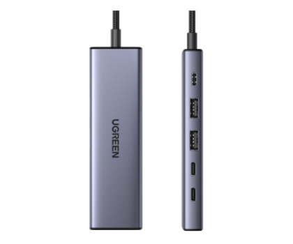 Hub USB UGREEN Hub USB-C 6w1 CM511 USB-C do 2x USB DP 4K 2x USB-C PD 100W